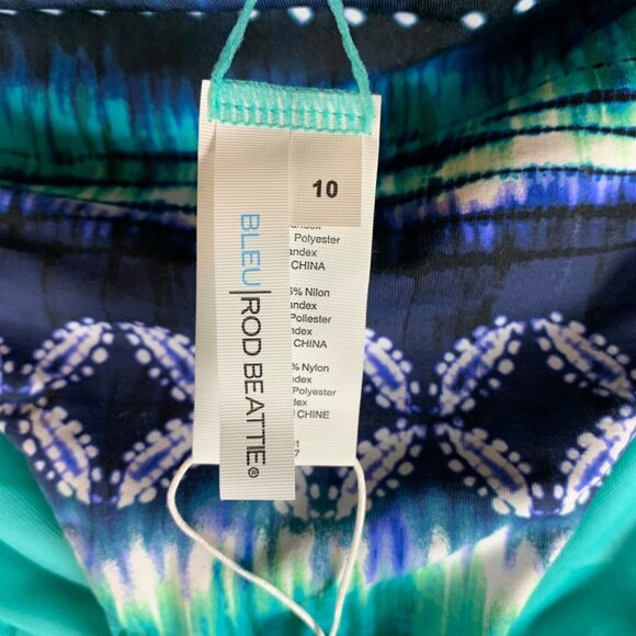 Bleu Rod Beattie Womens Navy Printed Ruched-Back Bikini Bottoms Size 10 NWT 9934 - Picture 5 of 9